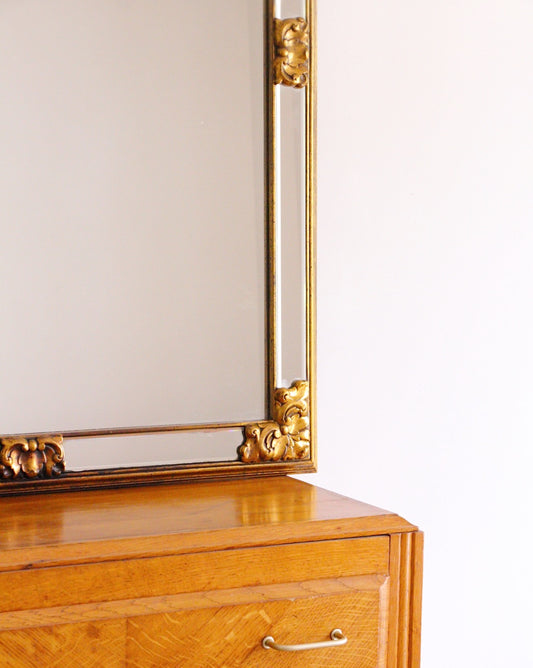 Grand miroir doré Deknudt ancien années 70 ✨