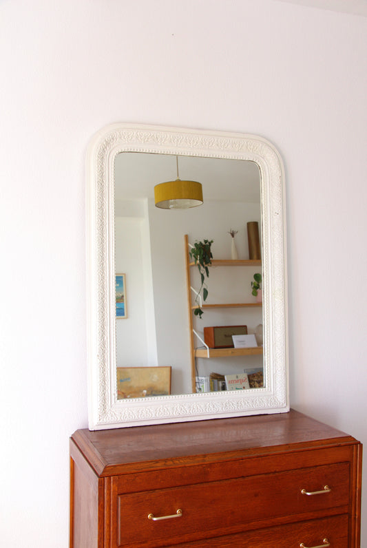 Grand miroir Louis-Philippe blanc - Brocante Vannes Décoration & meubles vintage
