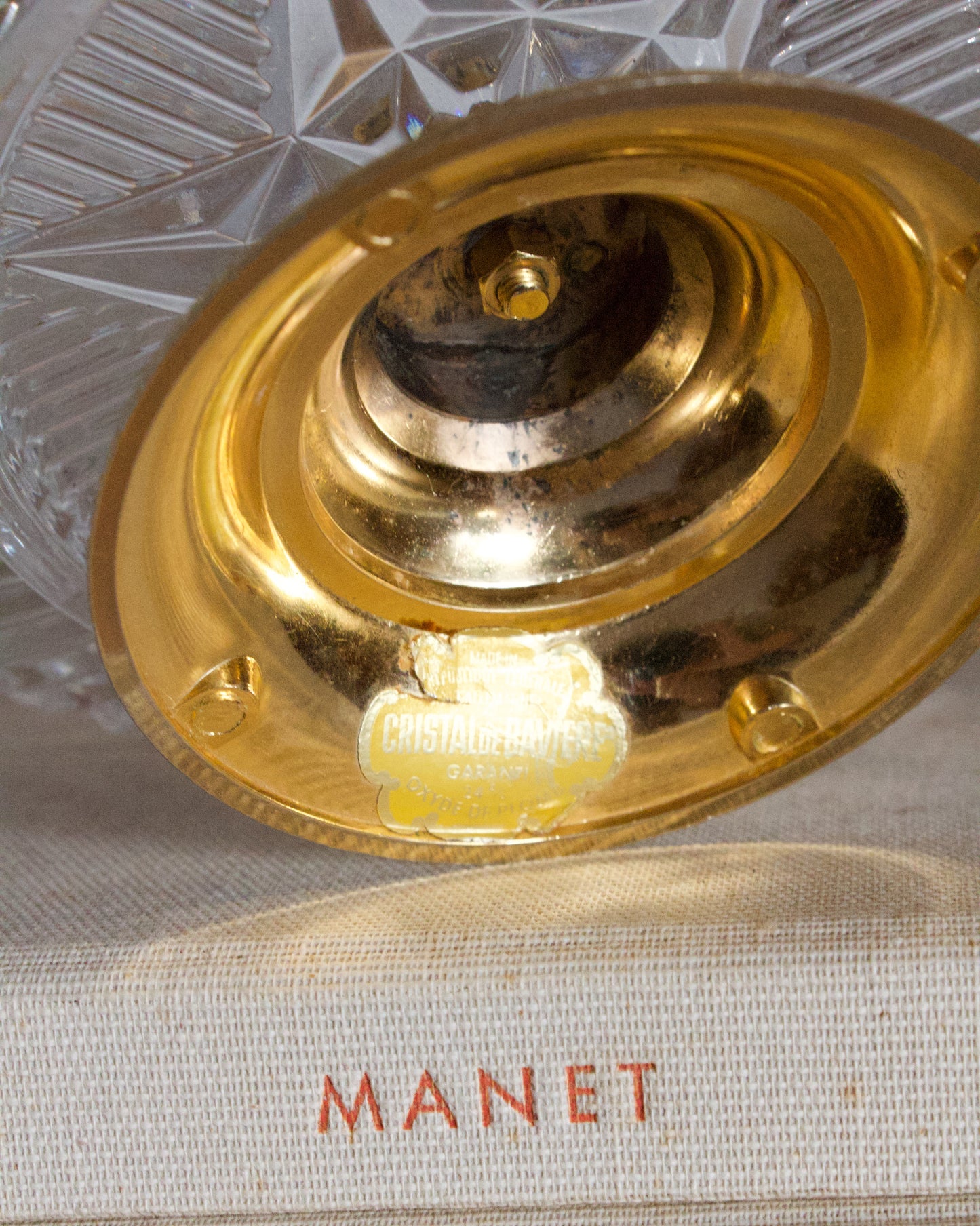 Ancienne coupe en cristal de bavière sur pied