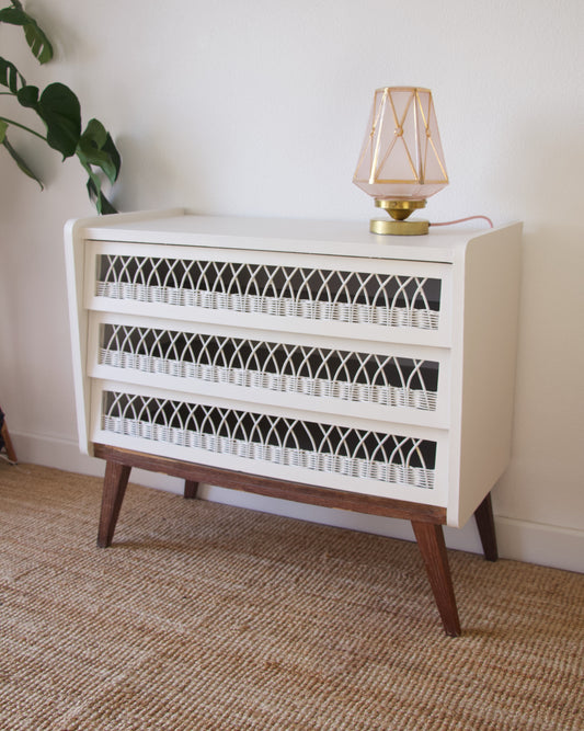 Commode bois et rotin années 50 Brocante Vannes Décoration Meubles Vintage