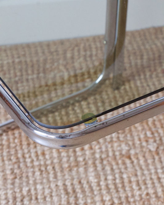 Bout de canapé vintage métal chromé 70s