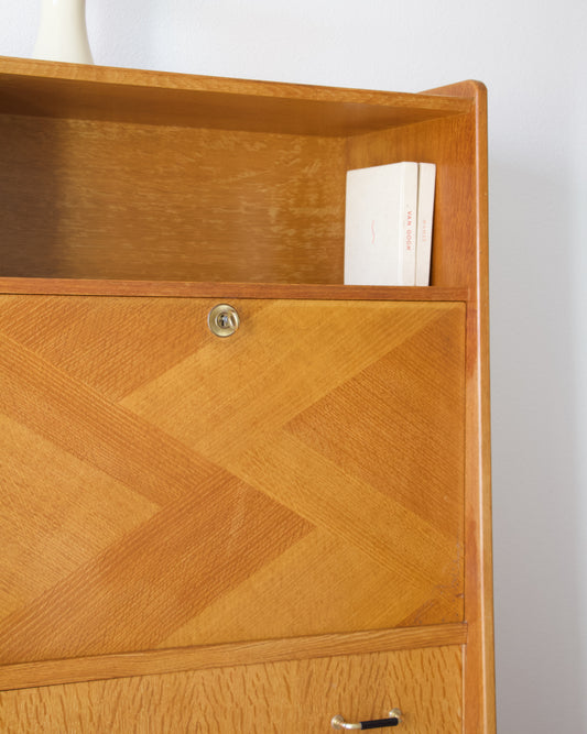 Secrétaire placage chêne années 50/60