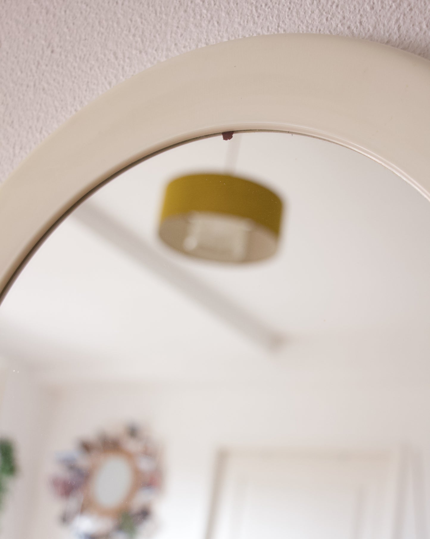 Miroir rond vintage blanc crème plastique ✨