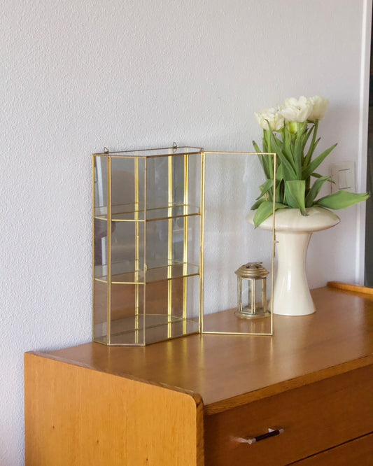 Vitrine vintage verre et laiton