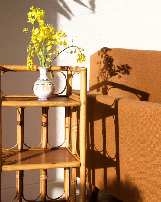 Chevet / Bout de canapé rotin vintage