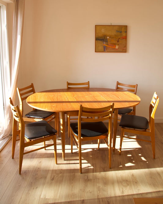 Table scandinave teck blond années 60 Pépites Déco Vintage Brocante Vannes