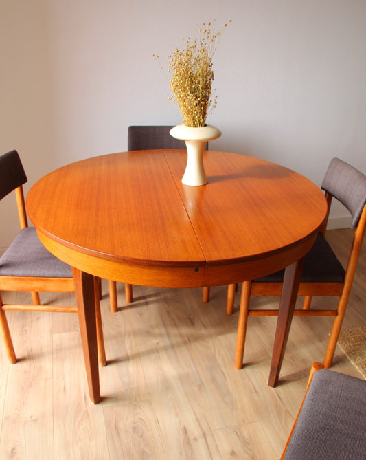 Table teck extensible années 60 - Brocante Vannes Mobilier et Décoration Vintagente Vannes