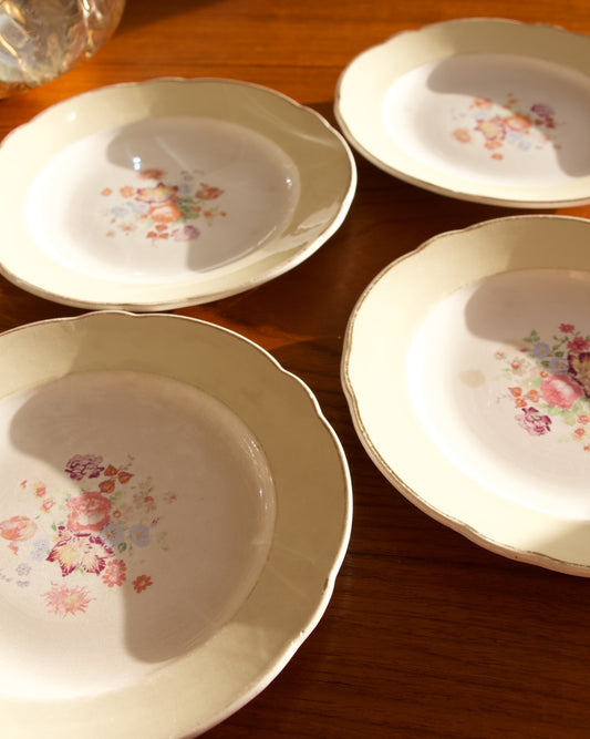 Lot de 5 assiettes à dessert vintage - Brocante Vannes - Décoration vintage