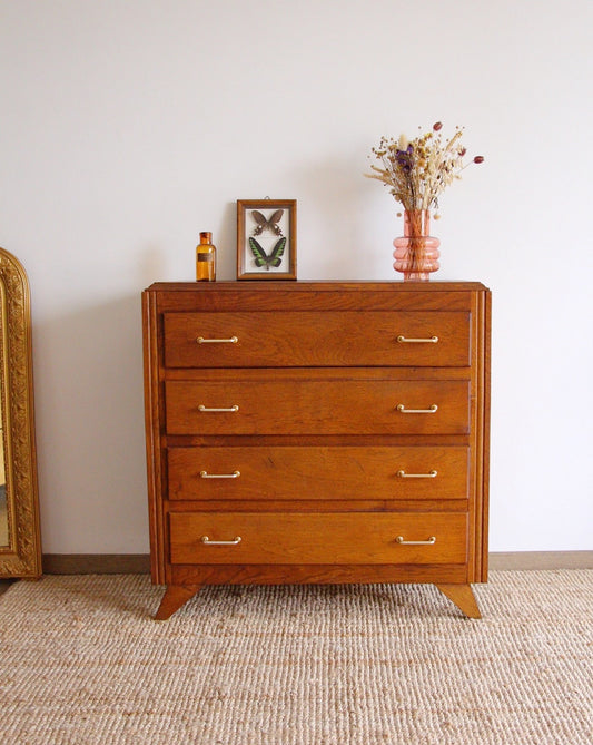 Commode en chêne à pieds compas, France, 1960