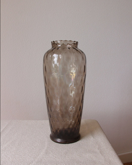 Grand vase vintage verre fumé
