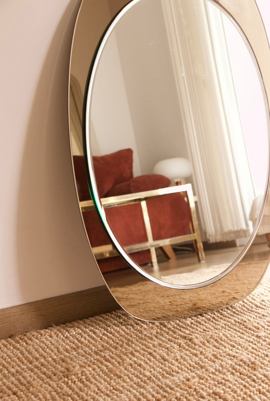 Miroir ovale design en verre, Italie, années 70