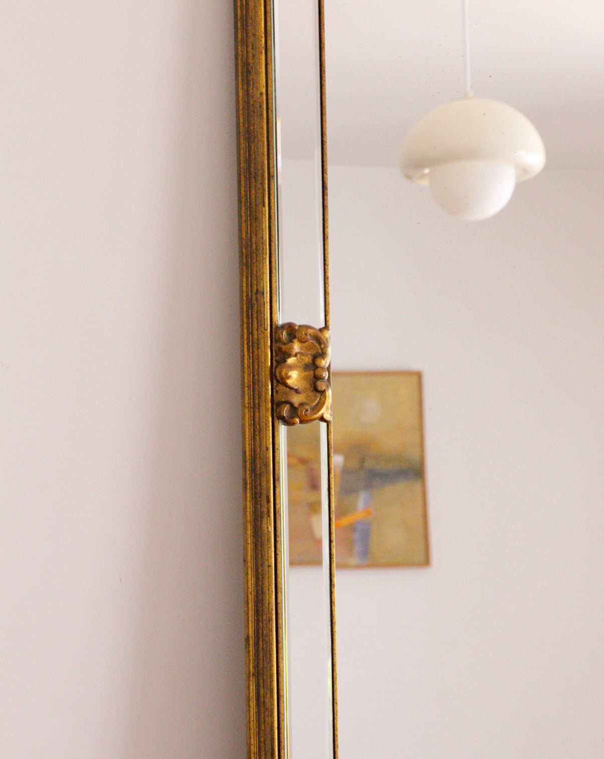 Grand miroir doré Deknudt ancien années 70 ✨