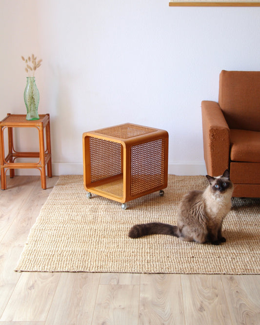 Bout de canapé table d’appoint cannage