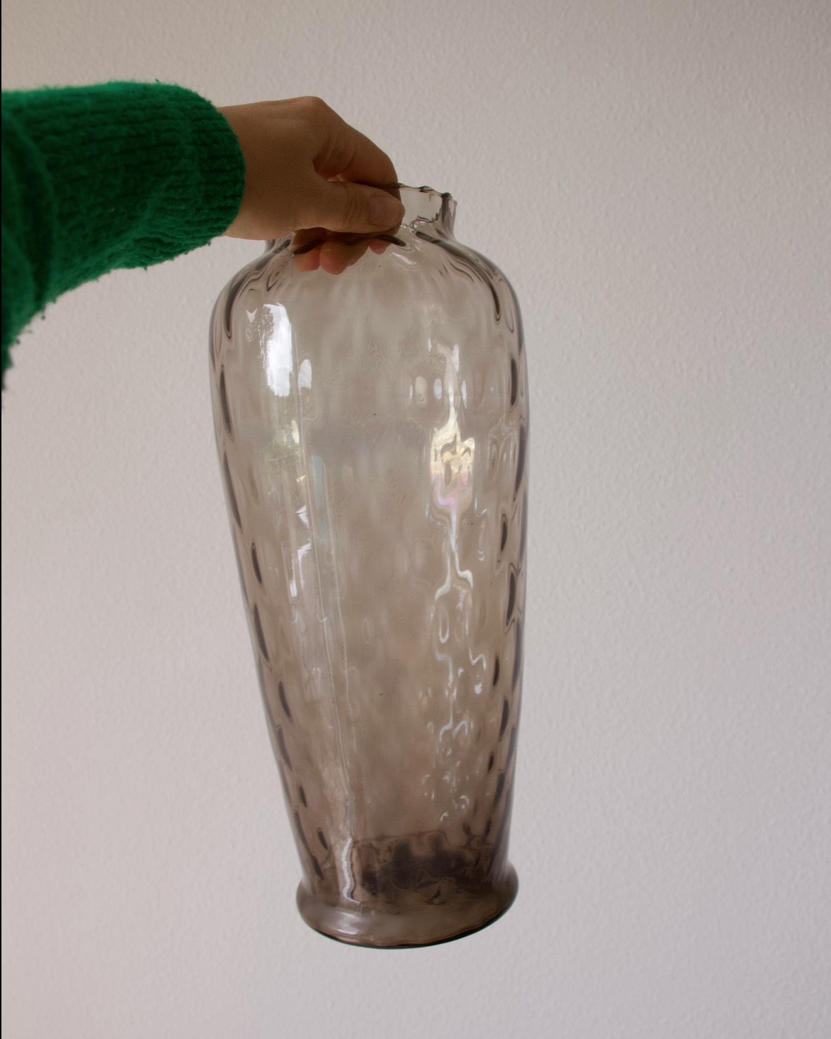 Grand vase vintage verre fumé