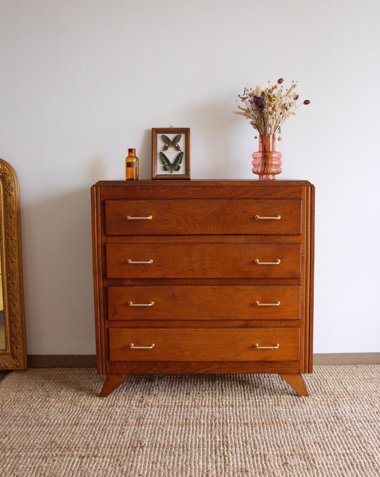 Commode chêne pieds compas années 60