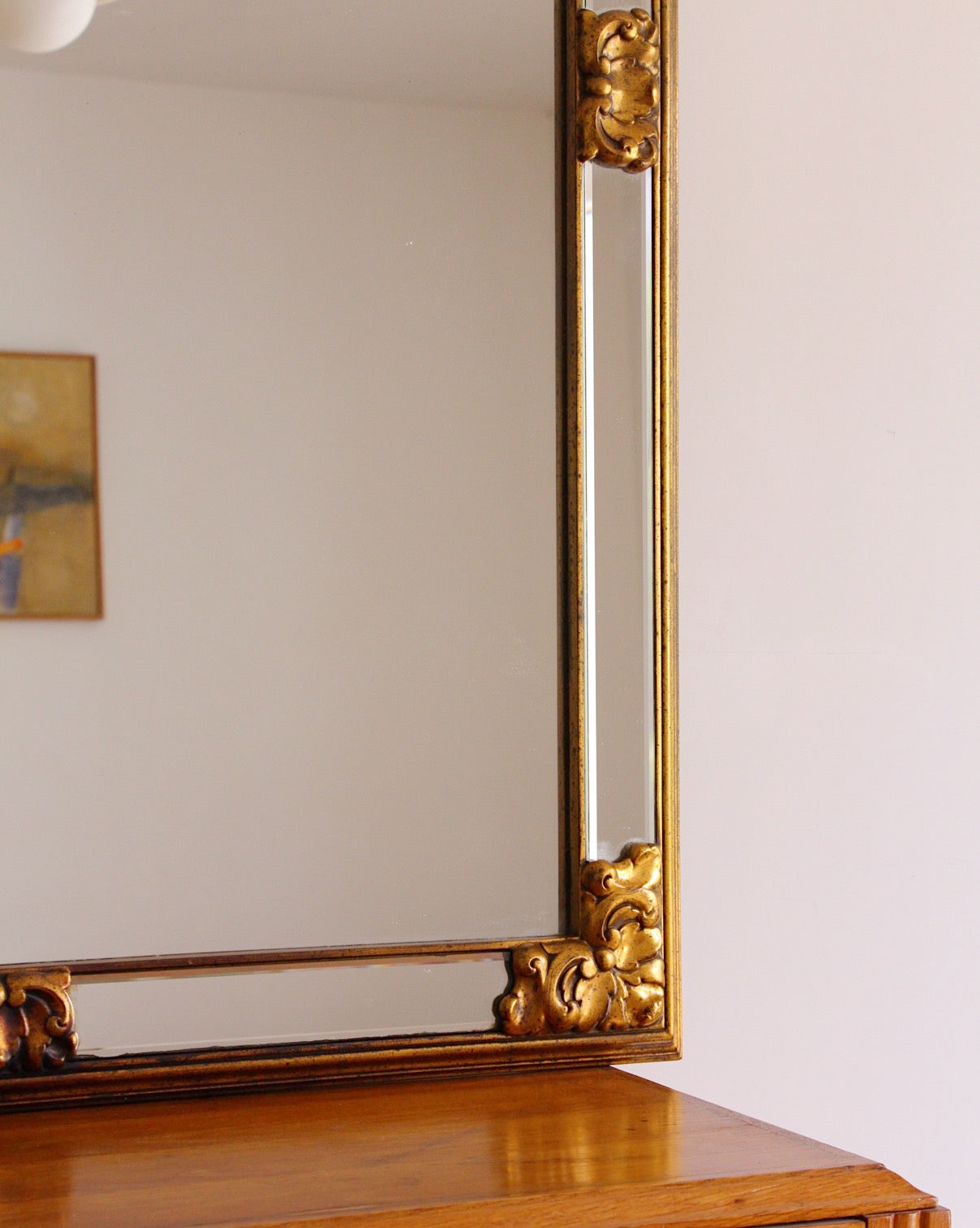 Grand miroir doré Deknudt ancien années 70 ✨