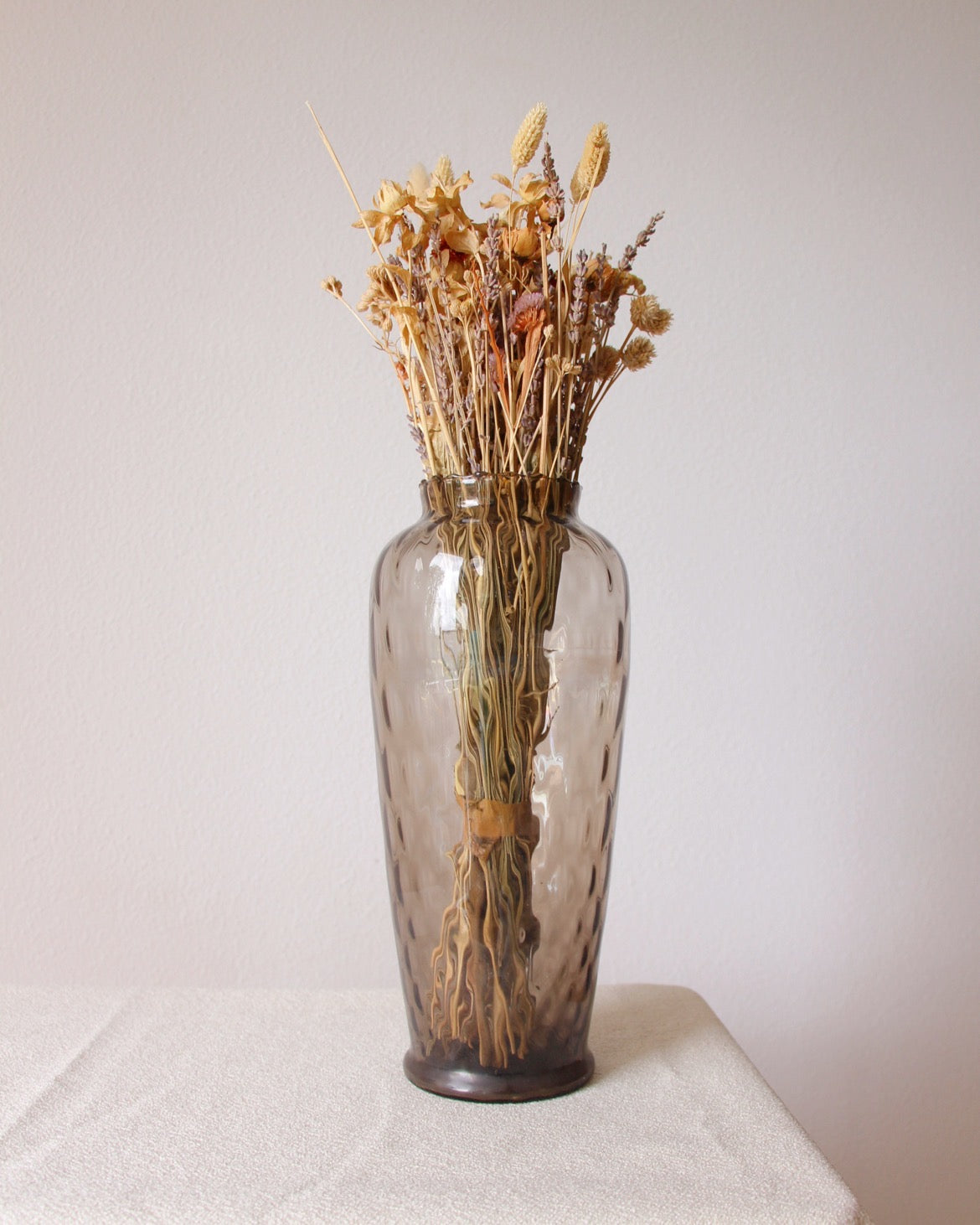 Grand vase vintage verre fumé