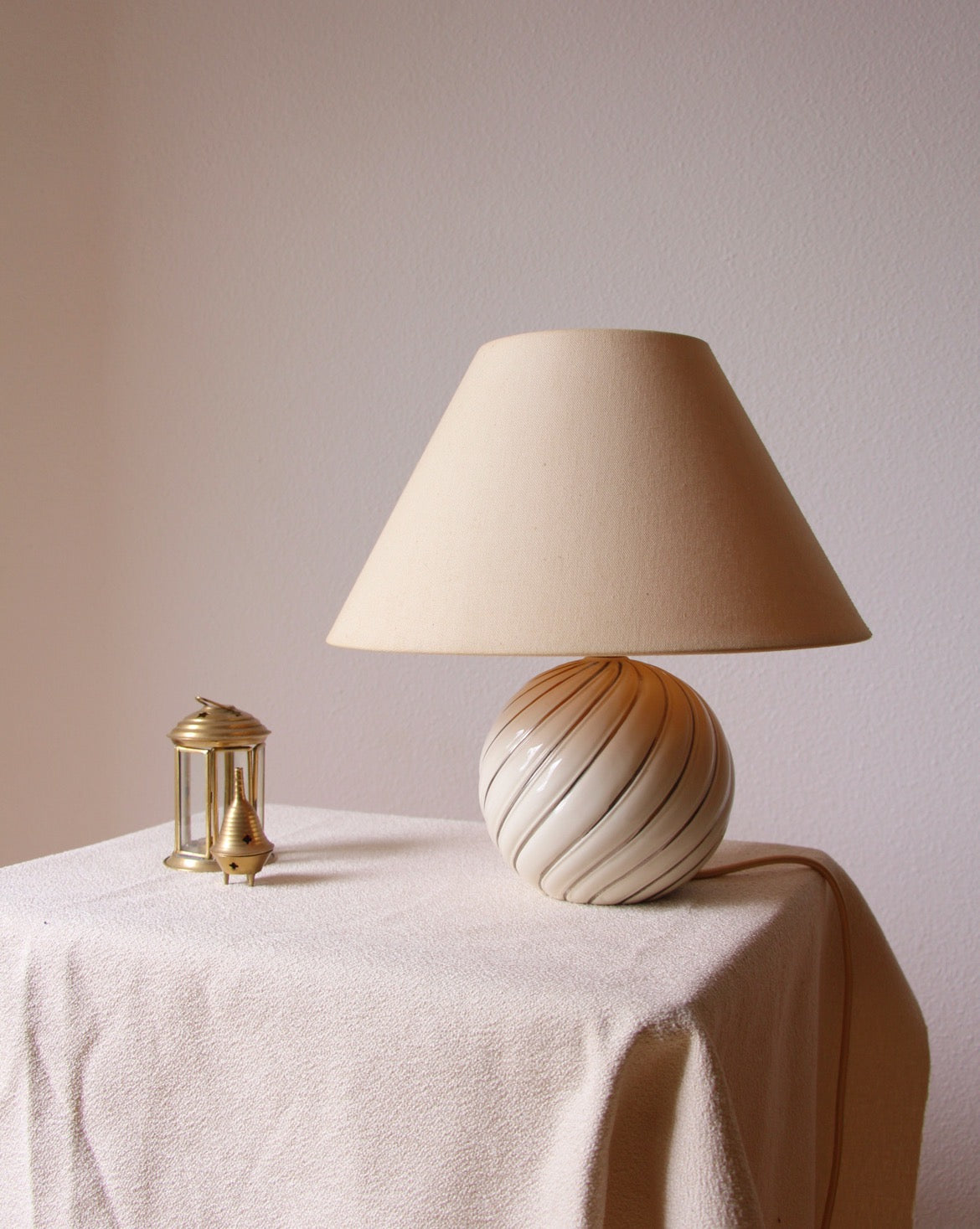 Lampe vintage spirale céramique italienne - Brocante Vannes Mobilier & Décoration Vintage