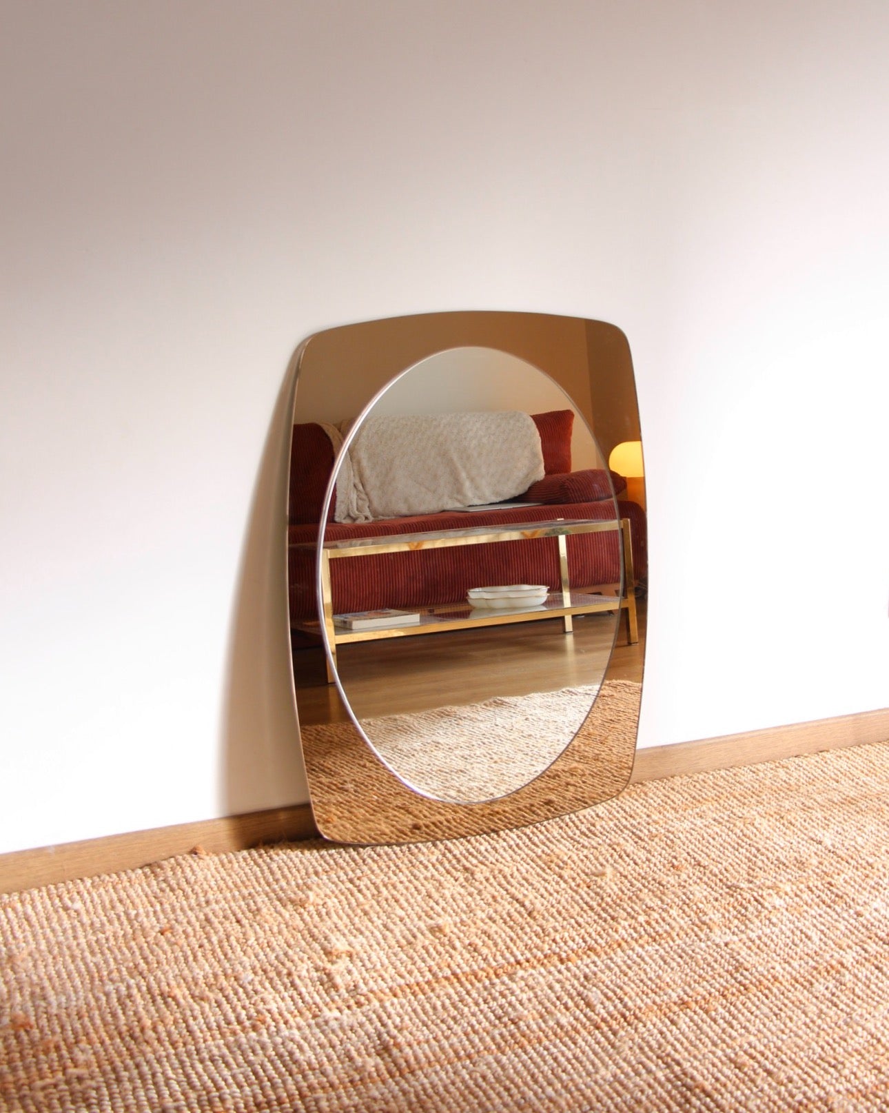 Miroir ovale design en verre, Italie, années 70