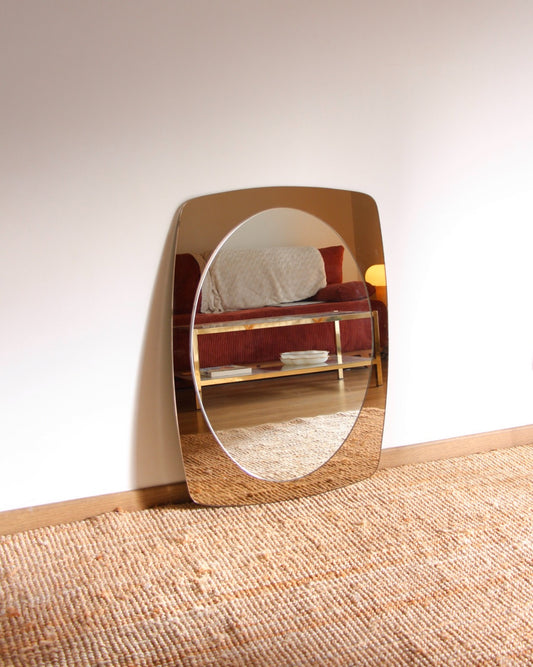 Miroir ovale design en verre, Italie, années 70