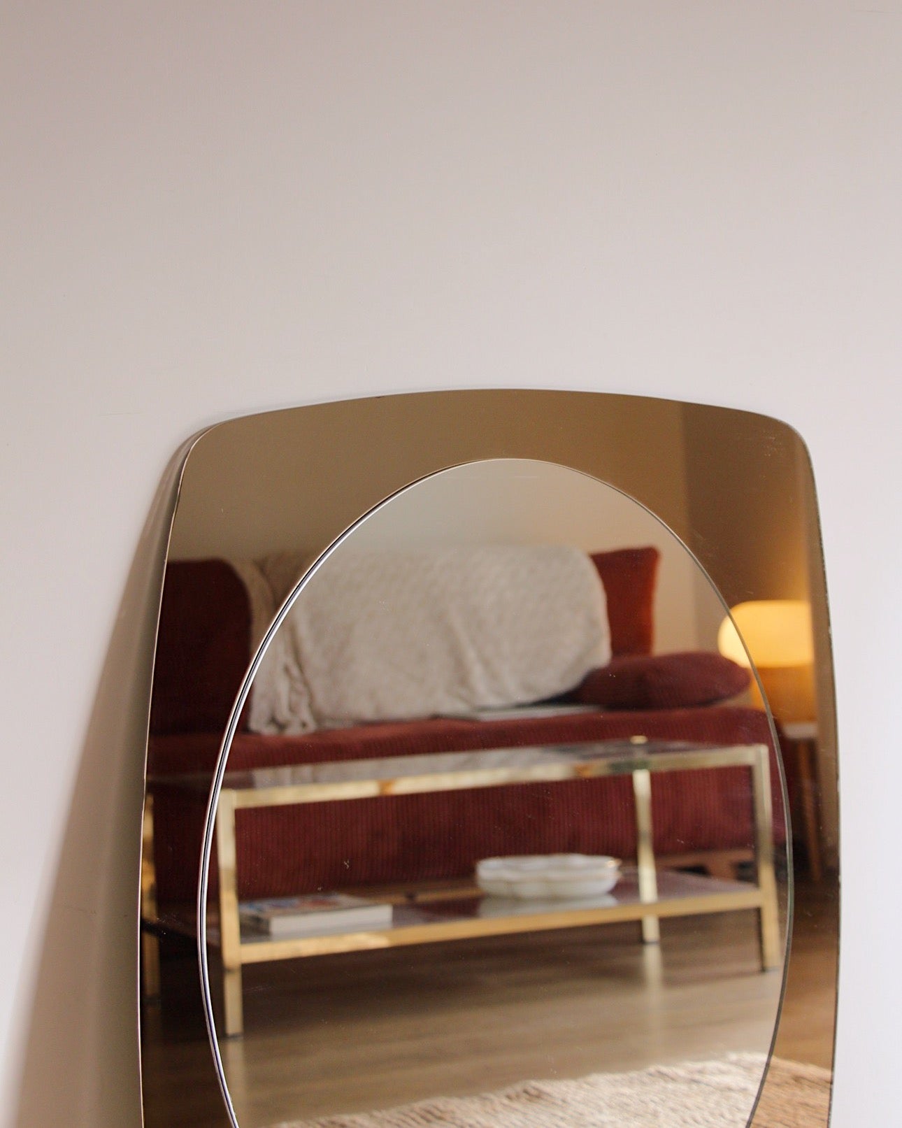 Miroir ovale design en verre, Italie, années 70