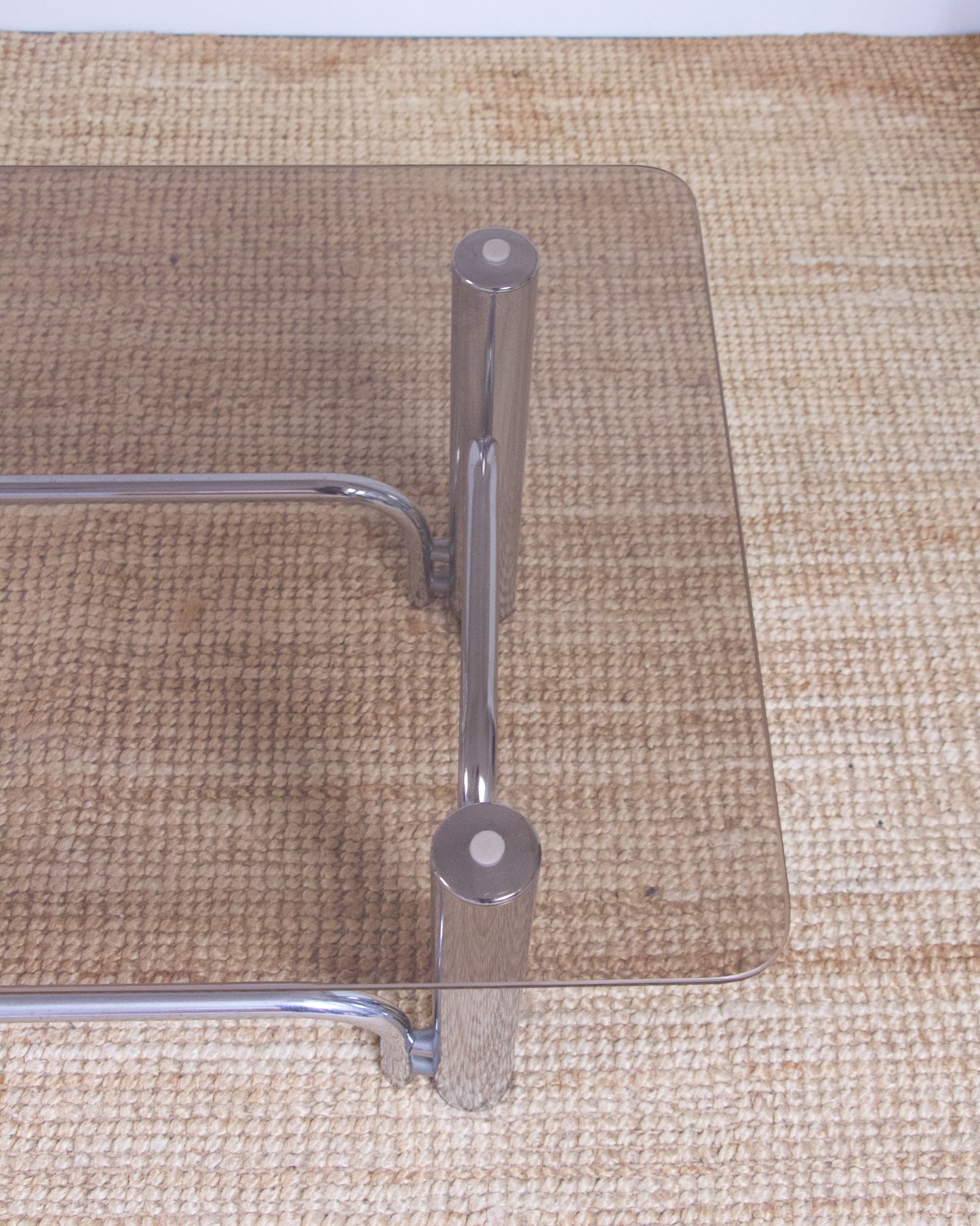 Table basse design vintage plateau fumé