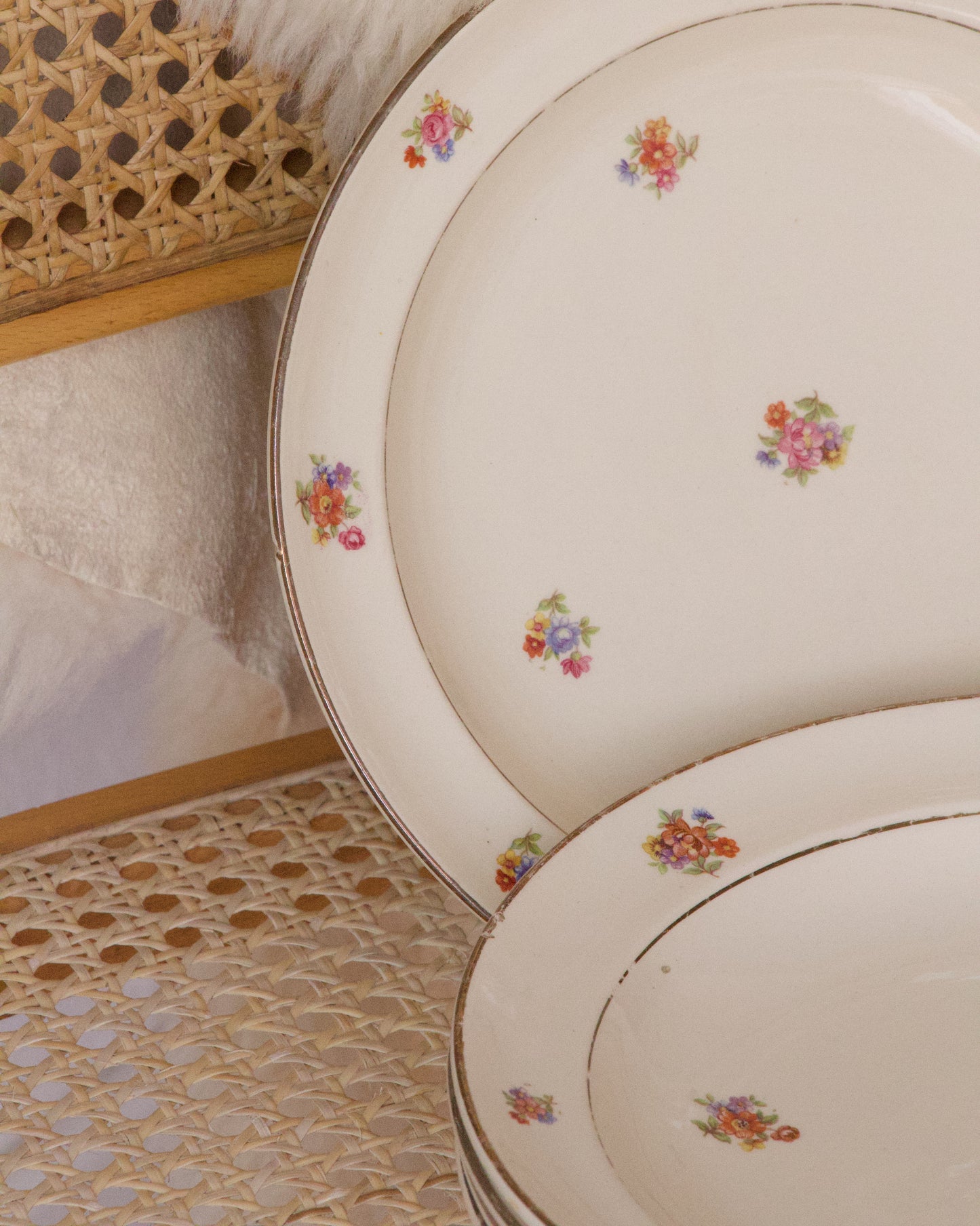 Set de 5 assiettes creuses fleuries Moulin des loups vintage