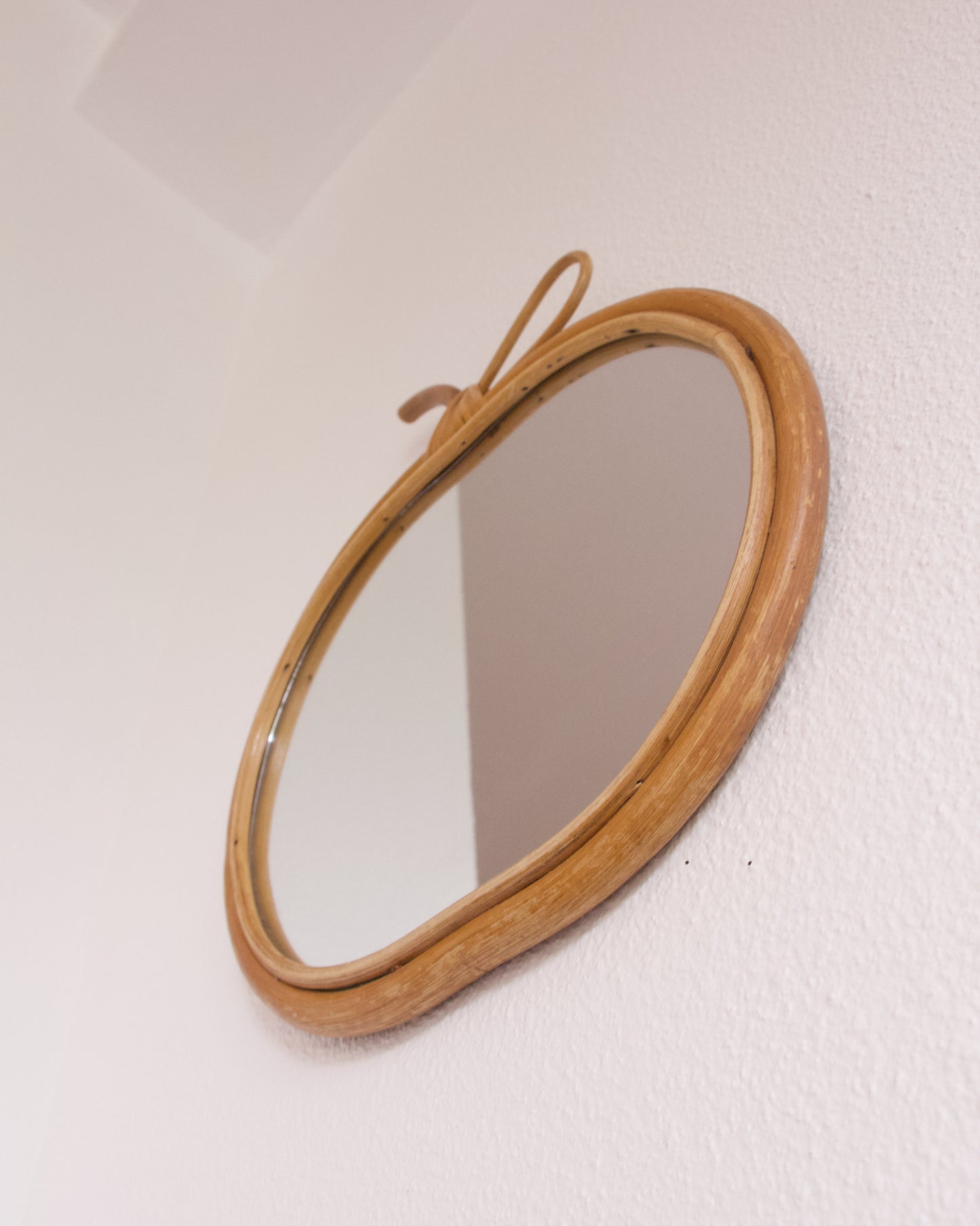 Miroir rotin pomme années 60/70