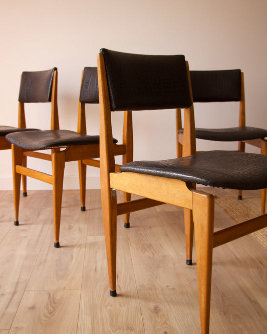 4 chaises scandinaves années 60 - Pépites Déco Vintage Brocante Vannes