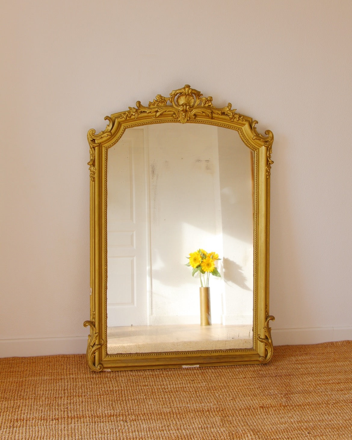 Grand miroir d'époque Napoléon III doré - Brocante Vannes Décoration Meuble Vintage