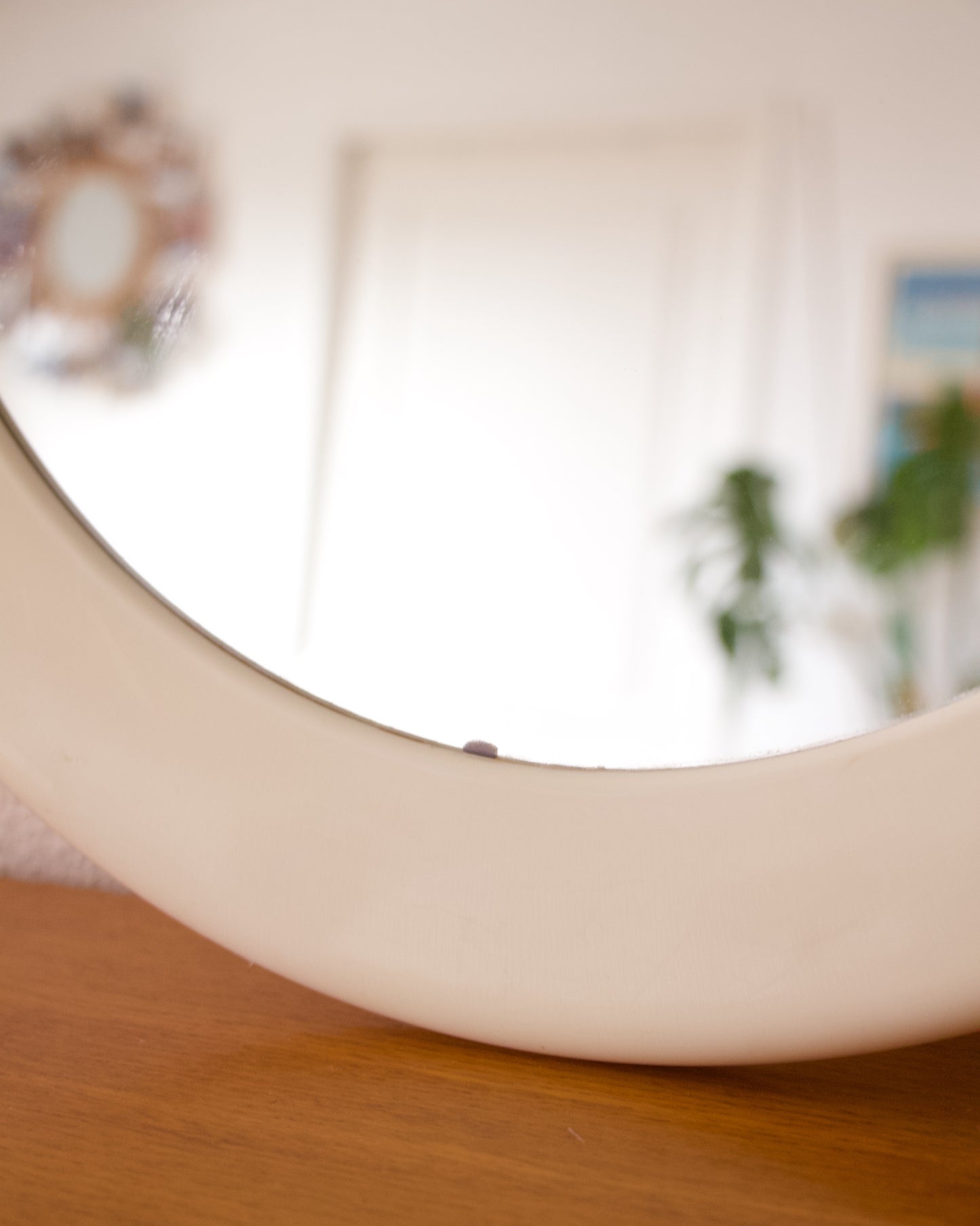 Miroir rond vintage blanc crème plastique ✨