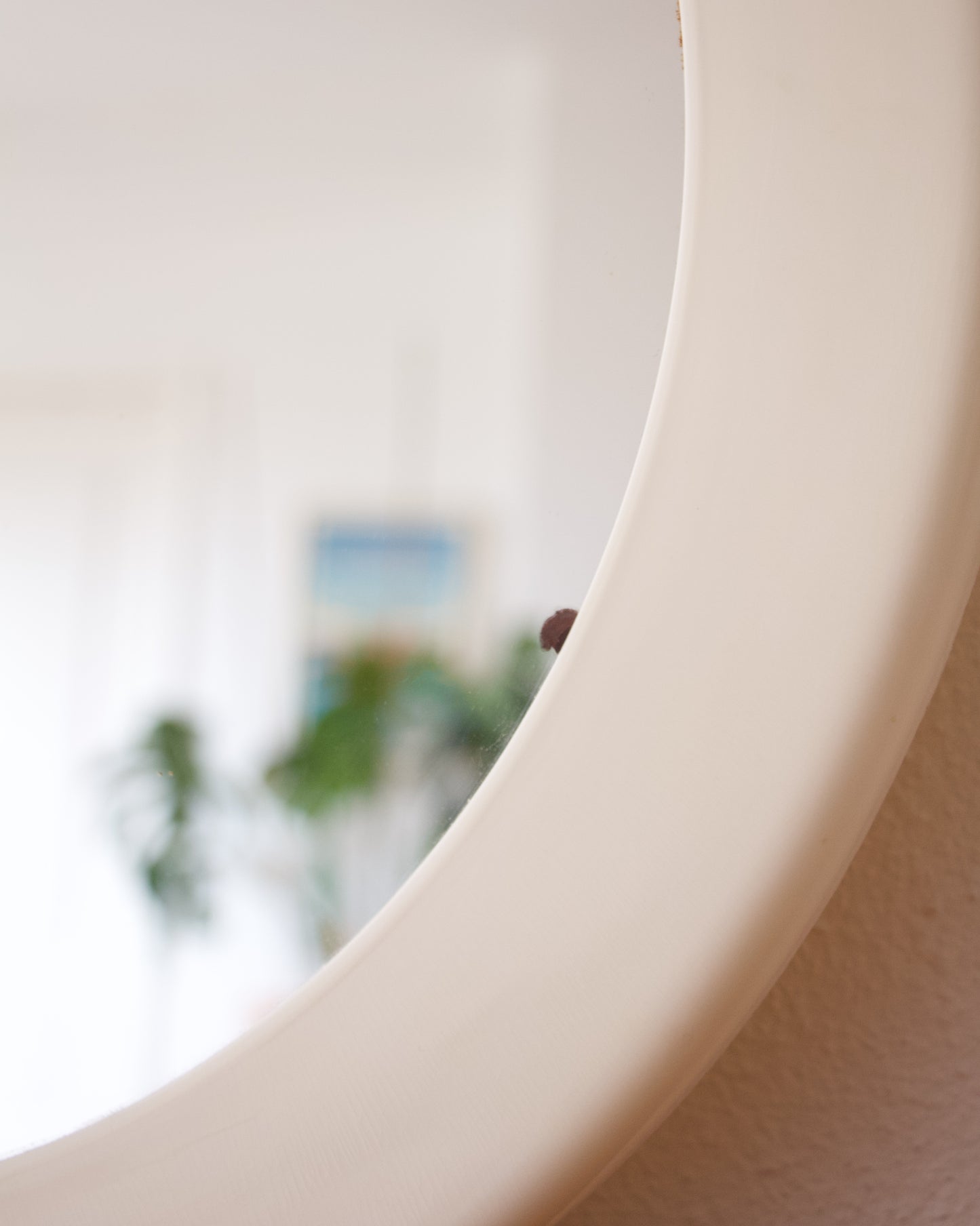 Miroir rond vintage blanc crème plastique ✨
