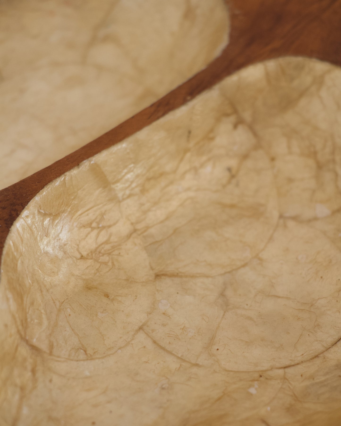 Plat vintage en bois exotique et nacre capiz