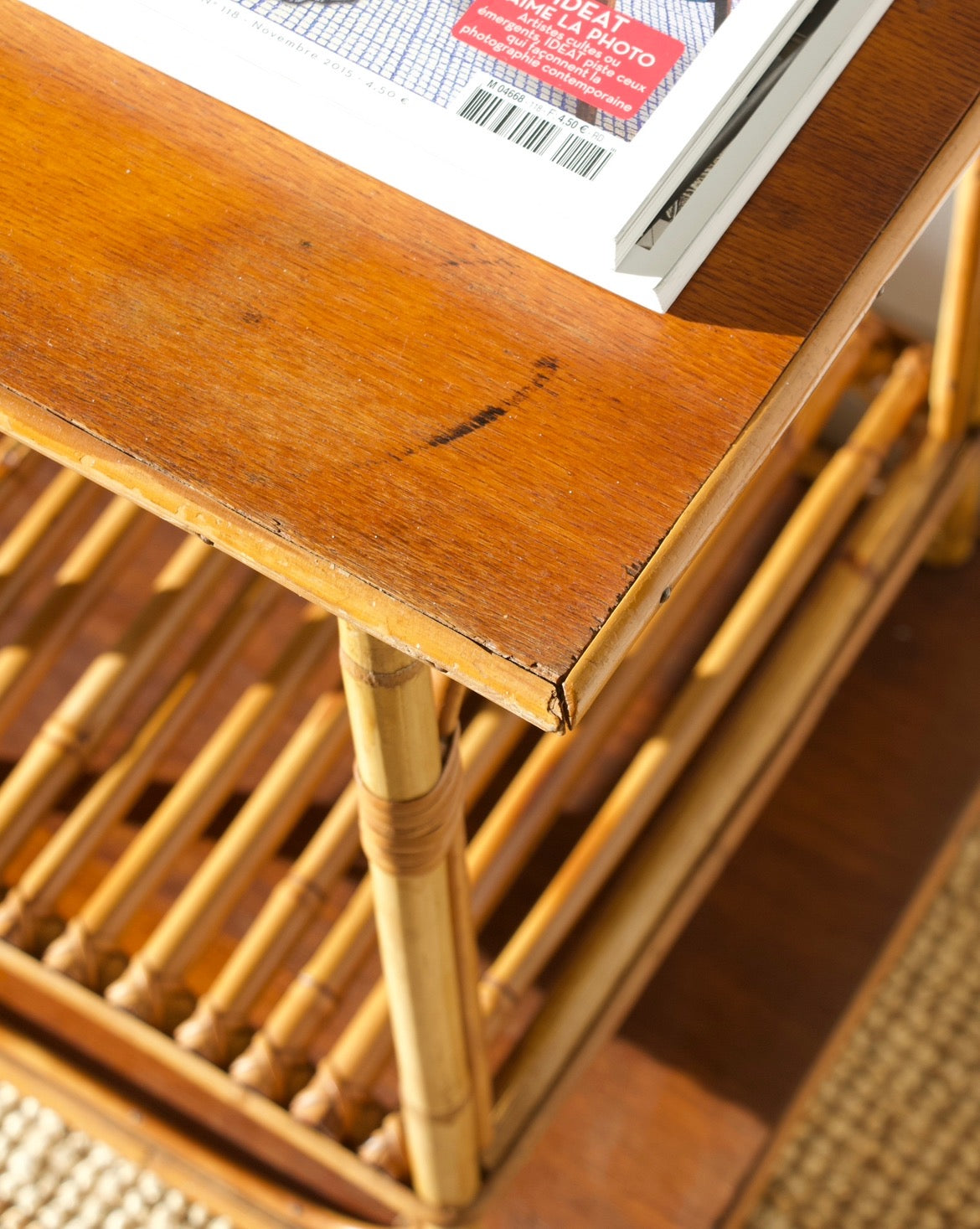 Table d'appoint en rotin vintage