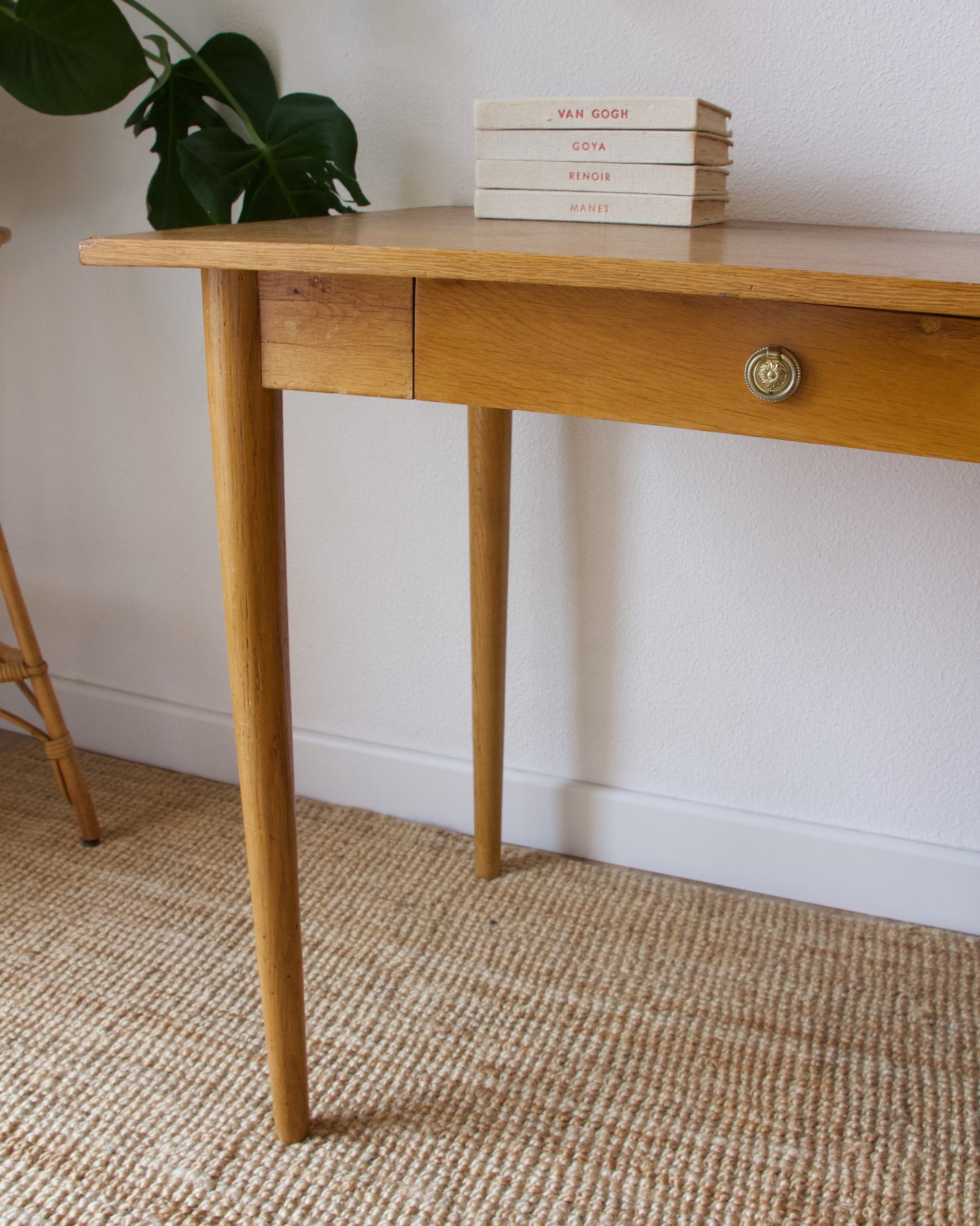 Bureau chêne clair années 50 - Brocante Vannes Décoration Meubles Vintage