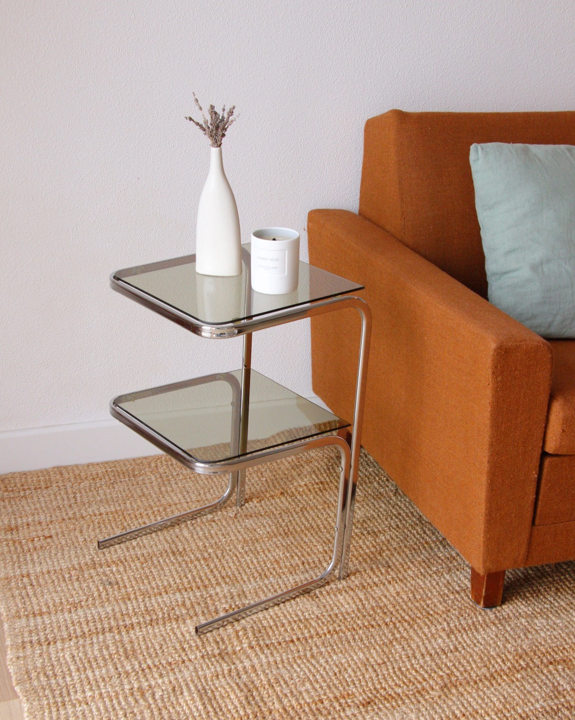 Bout de canapé vintage métal chromé 70s - Brocante Vannes Mobilier & Décoration Vintage