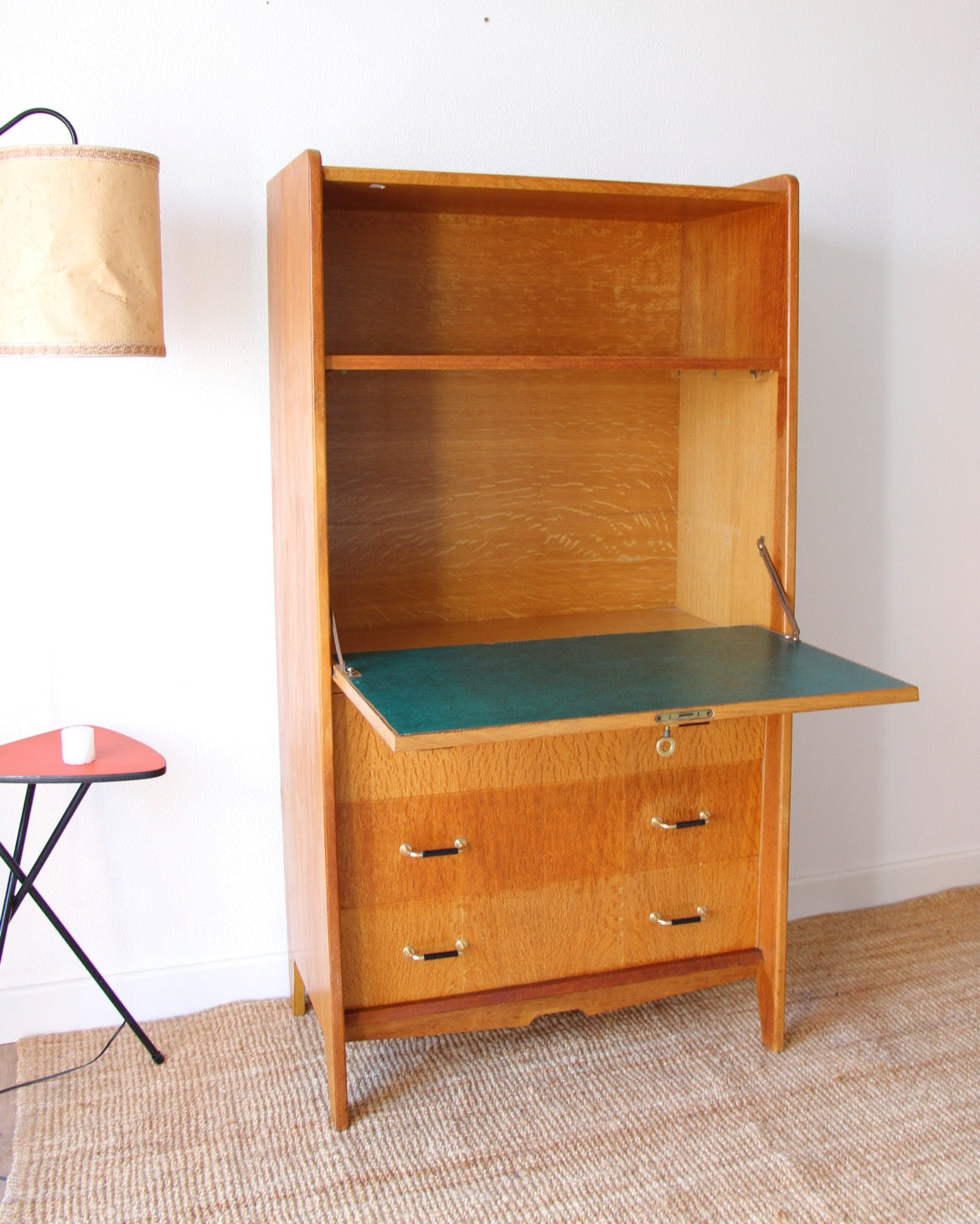 Secrétaire placage chêne années 50/60