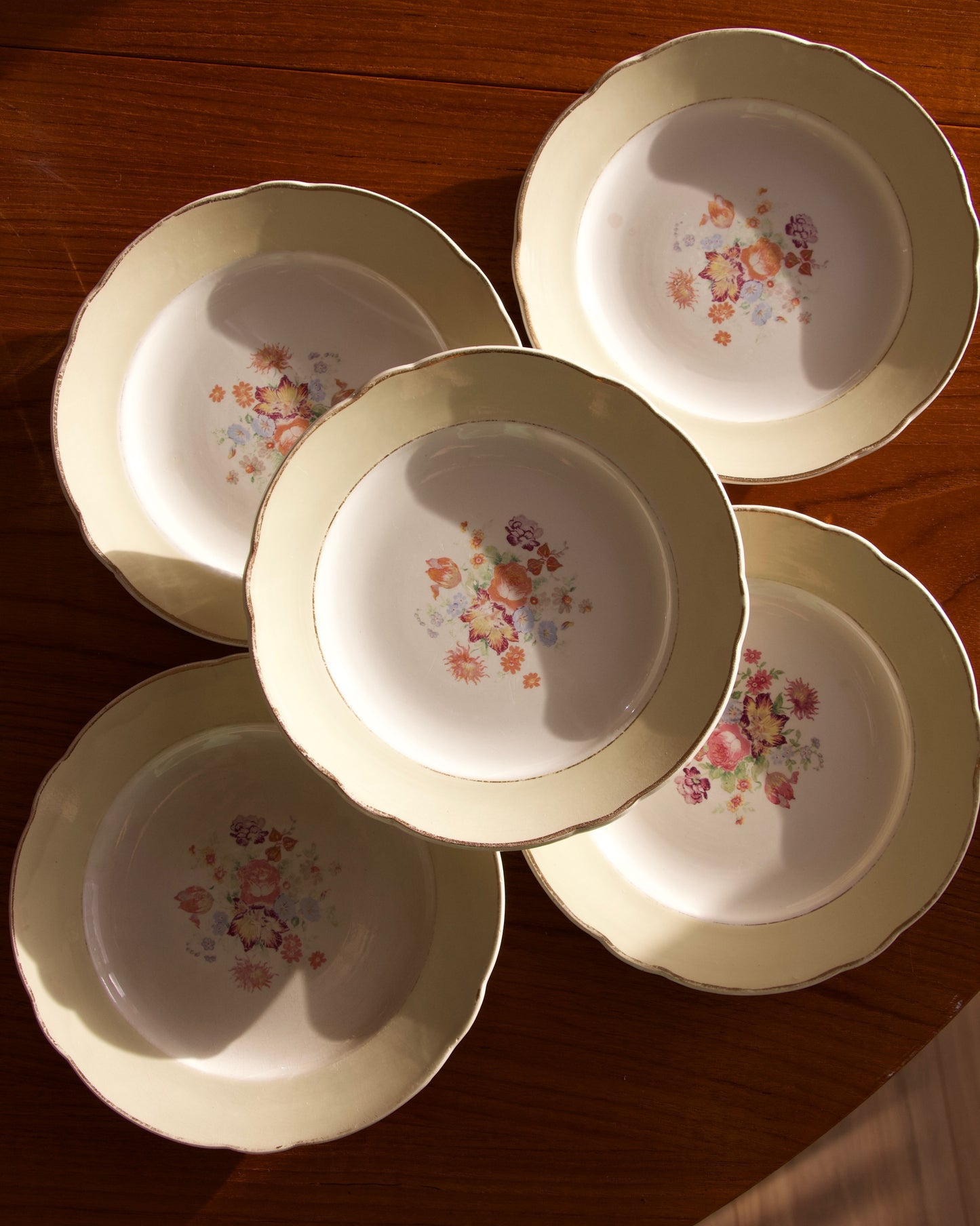 Lot de 5 assiettes à dessert vintage - Brocante Vannes - Décoration vintage