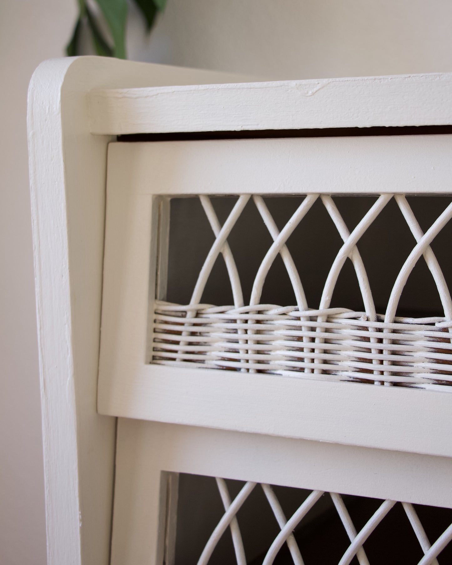 Commode bois et rotin années 50