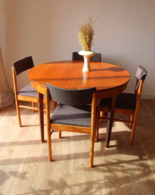 Table teck extensible années 60 - Brocante Vannes Mobilier et Décoration Vintagente Vannes