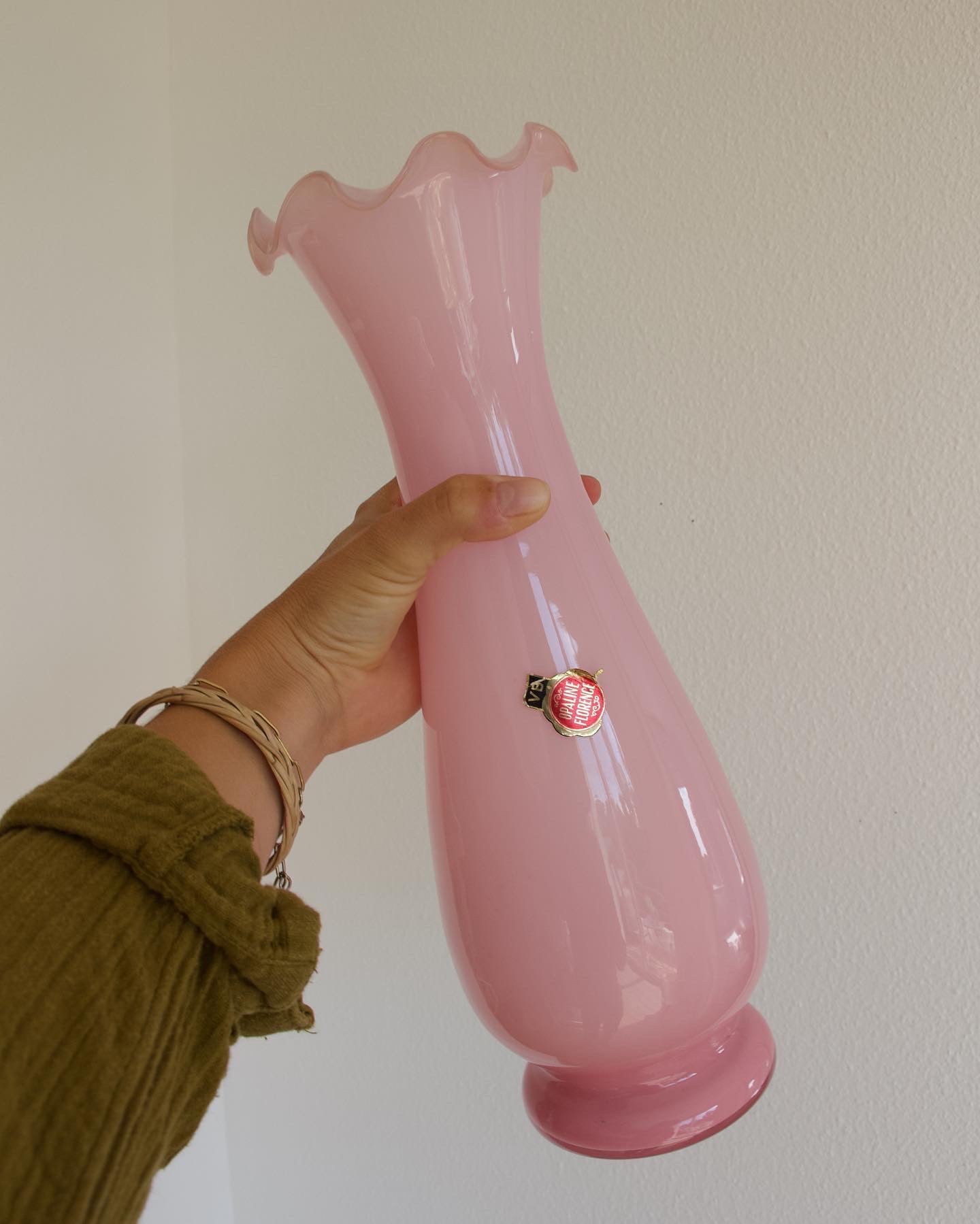 Vase vintage opaline de Florence, made in Italy - Brocante Vannes Décoration Meubles Vintage