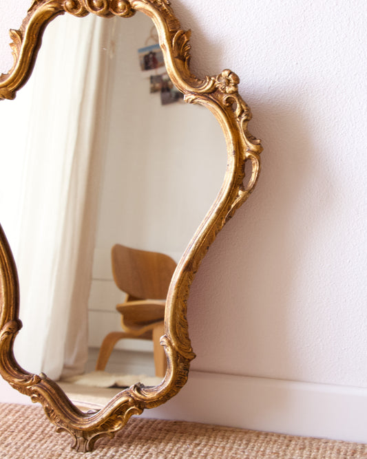 Miroir doré style baroque vintage - Brocante Vannes Décoration Vintage