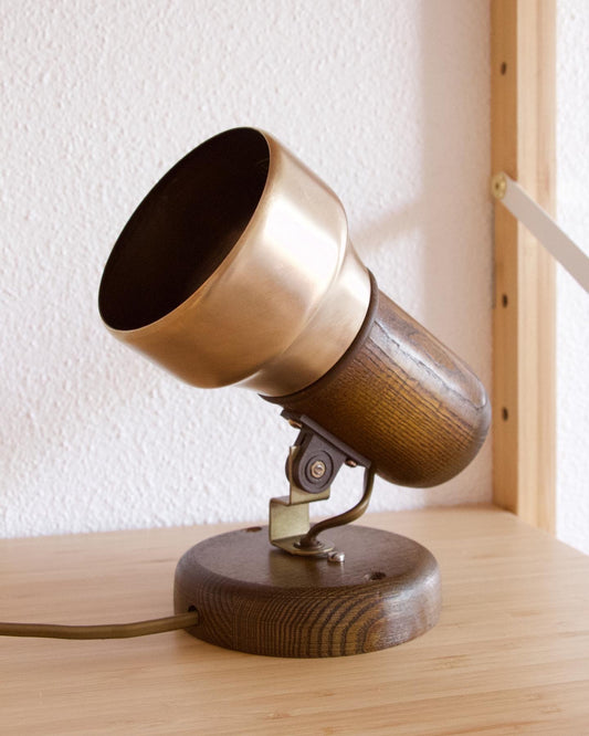 Applique murale bois laiton Vrieland Design 80s - Brocante Vannes Décoration Vintage