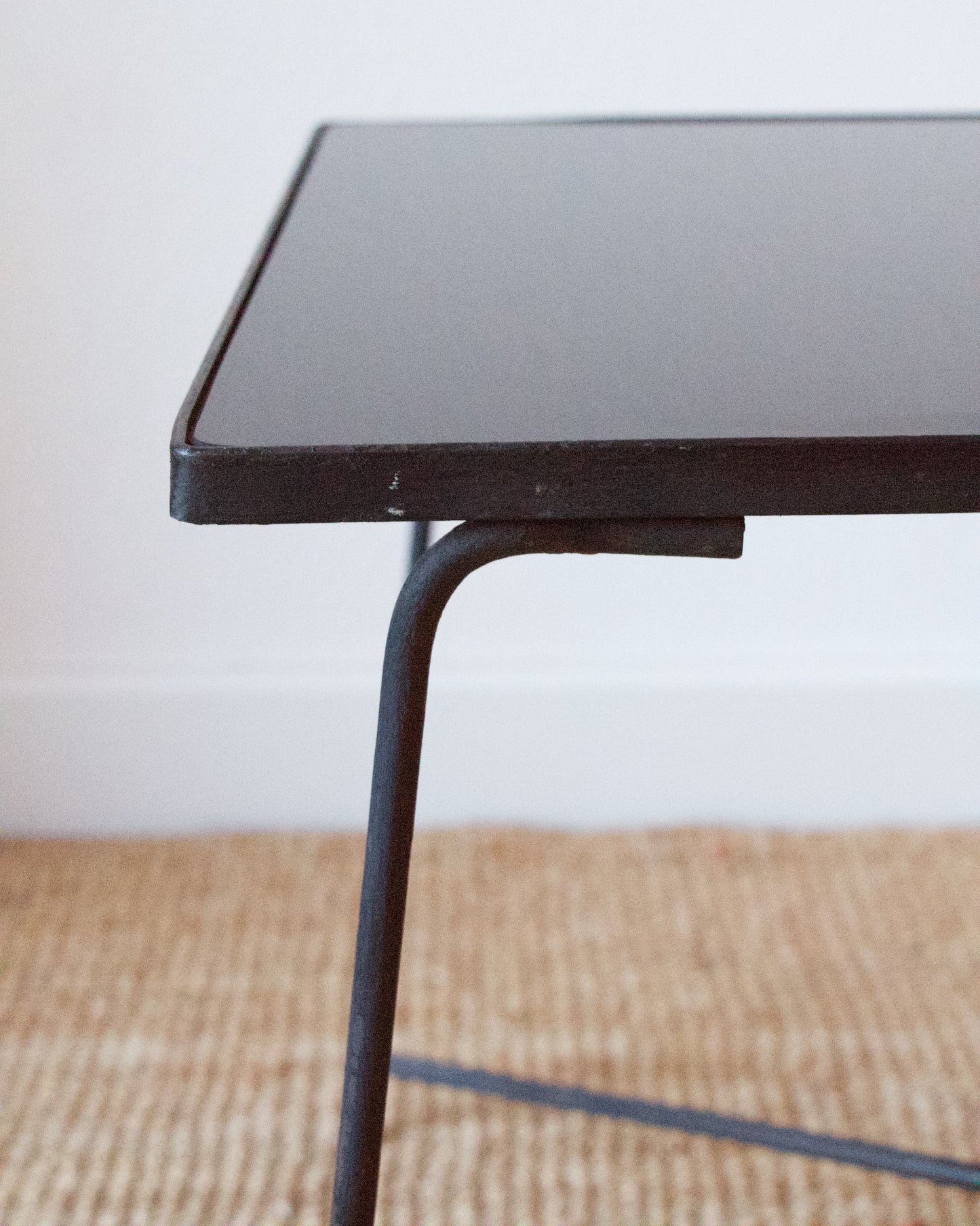 Table basse vintage verre métal années 50