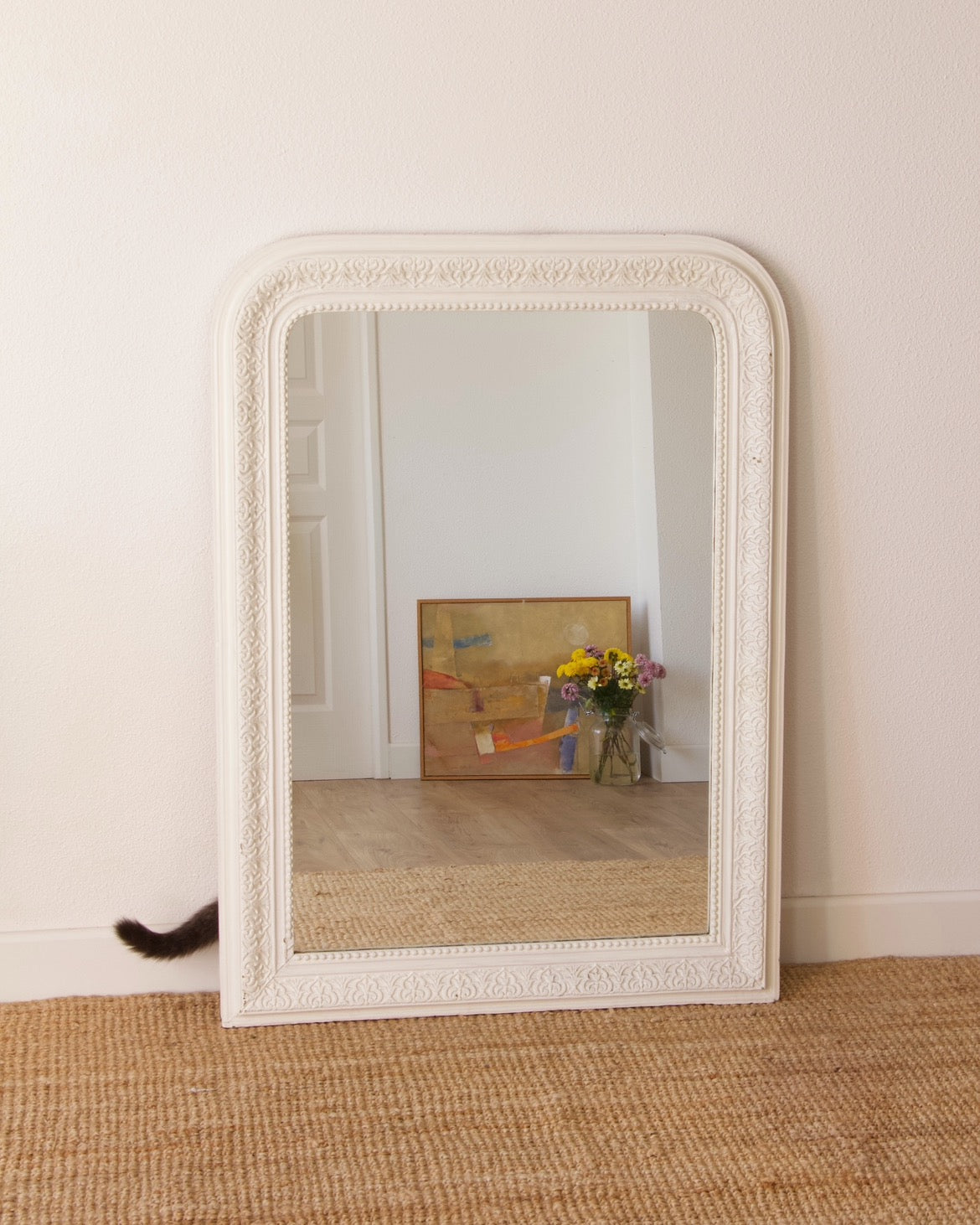 Grand miroir Louis-Philippe blanc - Brocante Vannes Décoration & meubles vintage