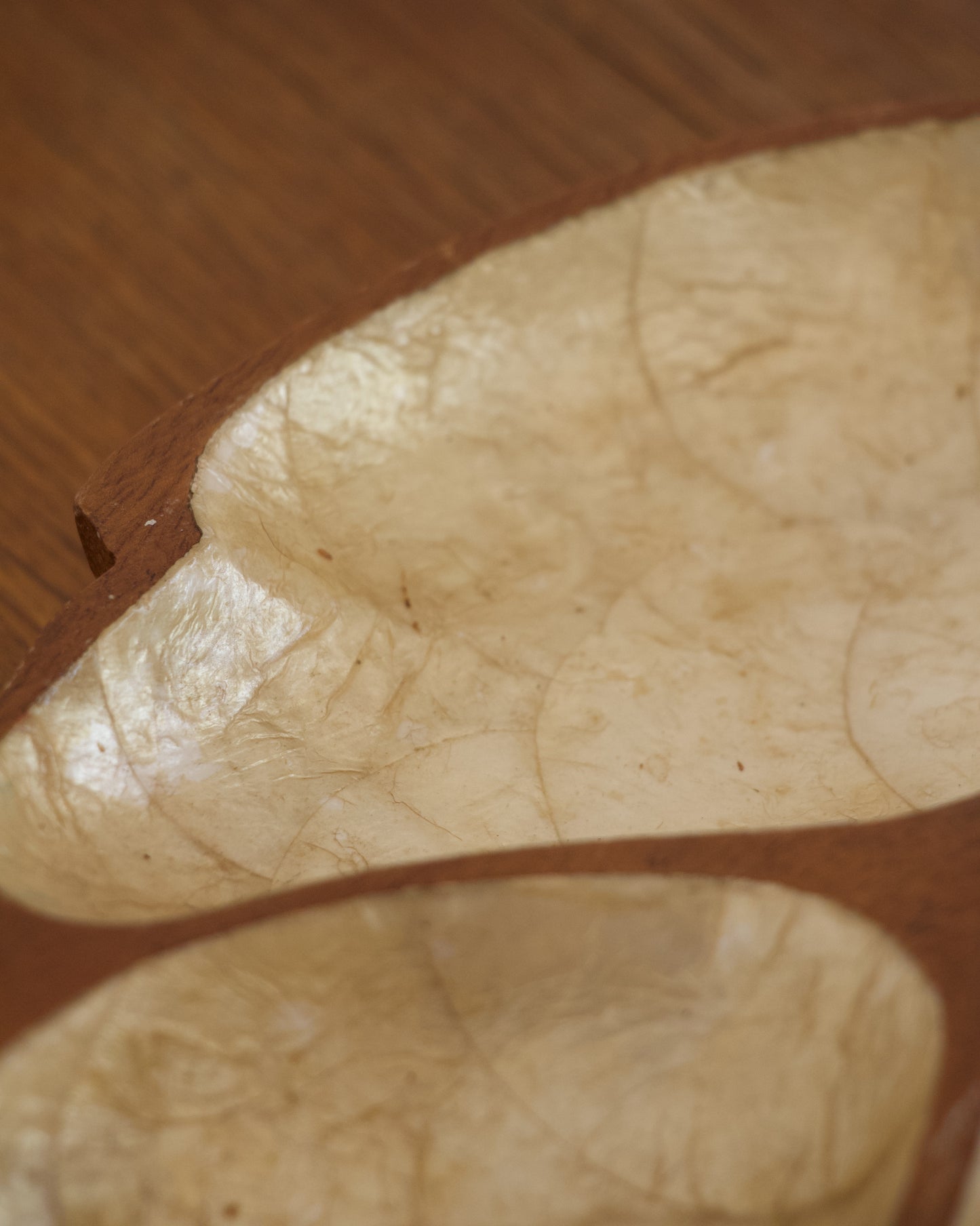 Plat vintage en bois exotique et nacre capiz