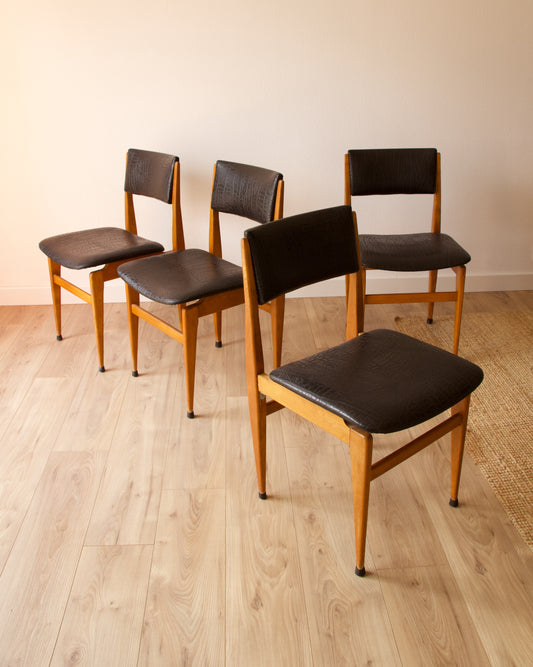 4 chaises scandinaves années 60 - Pépites Déco Vintage Brocante Vannes