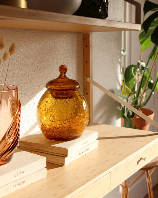 Bonbonnière verre soufflé de la verrerie La Rochère - Pépites Brocante Vannes Décoration Vintage