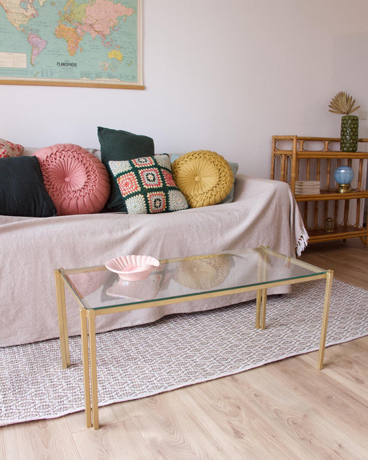 Table basse vintage dorée ✨