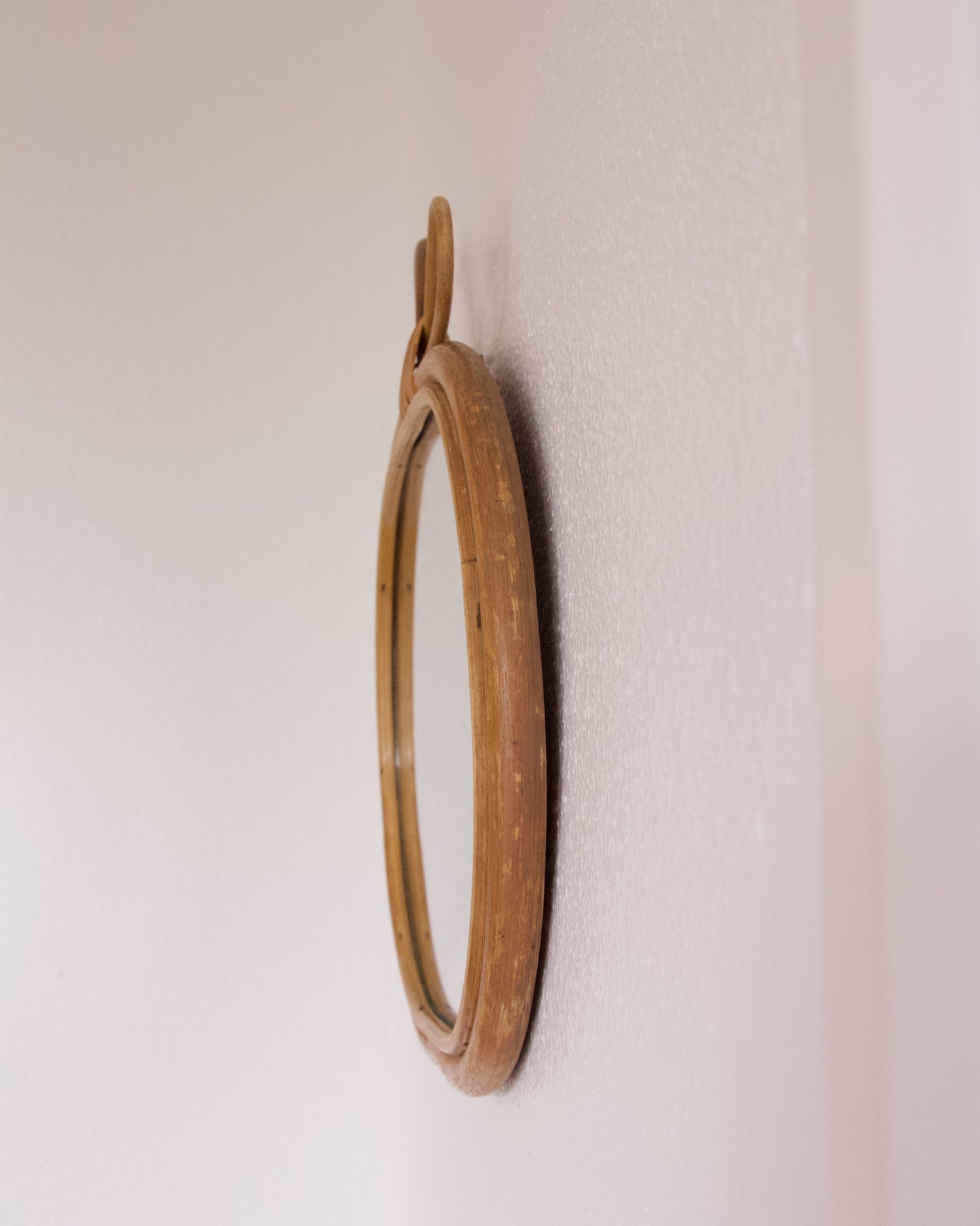 Miroir rotin pomme années 60/70